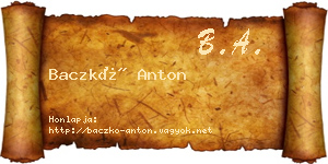 Baczkó Anton névjegykártya